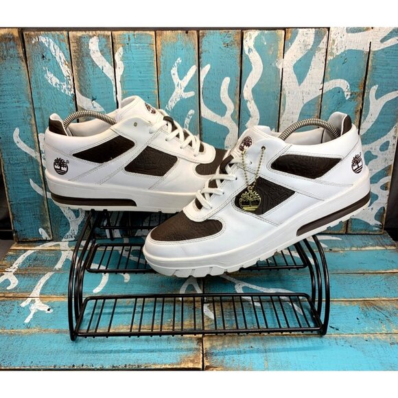Timberland Other - Rare Timberland White/Brown Lace Up Embossed Leather Mens 10.5M Casual Sneakers